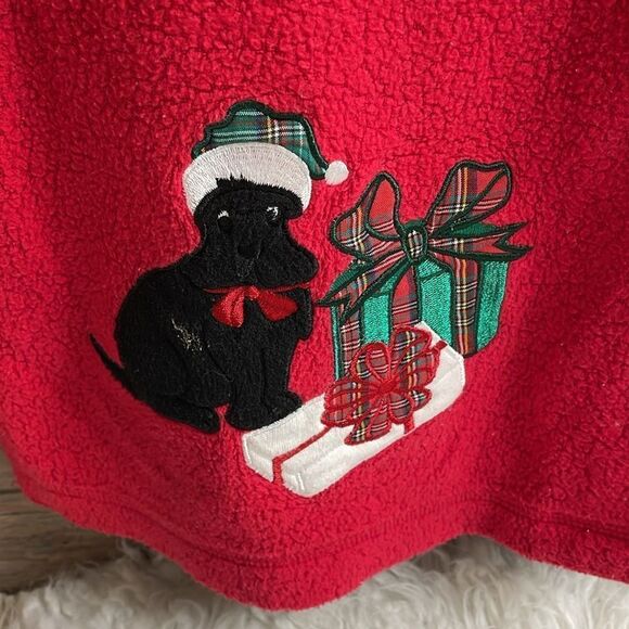MERRY & BRIGHT Ladies Embroidered Vintage Scottie Dog Holiday Fleece Vest L Red - Picture 4 of 11